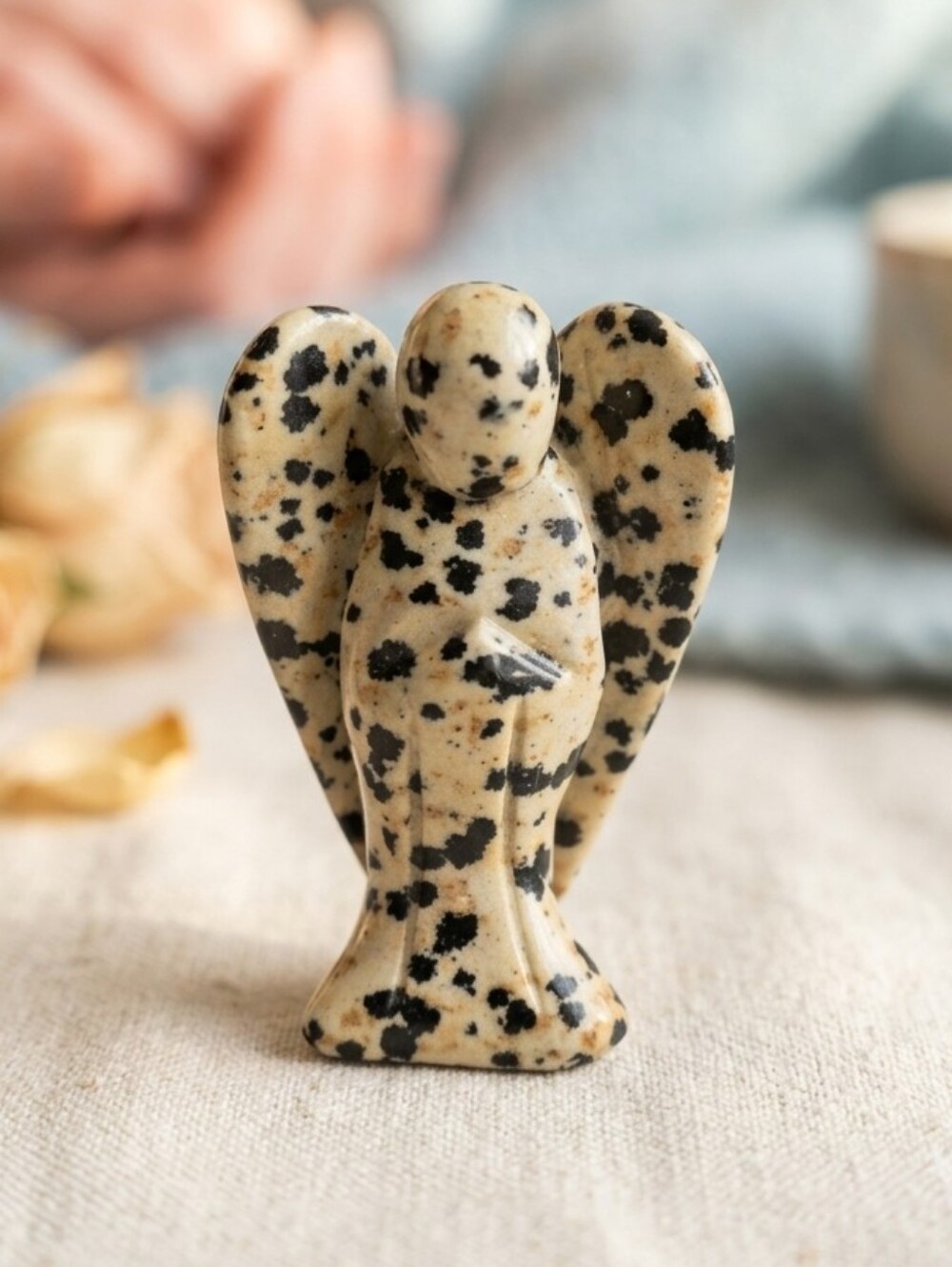 Dalmatian Jasper Angel Figurine - Crystal